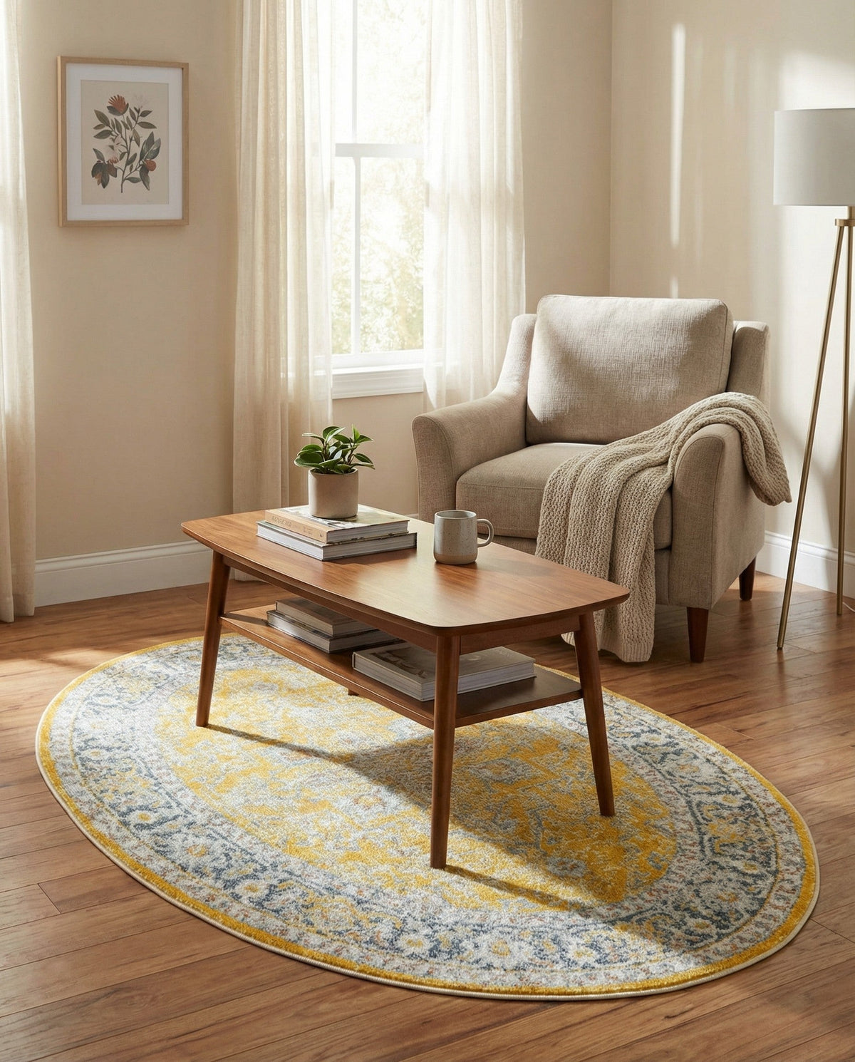 Caribbean Breeze Collection Area Rug -  Andros Oval Yellow  lifestyle 84
