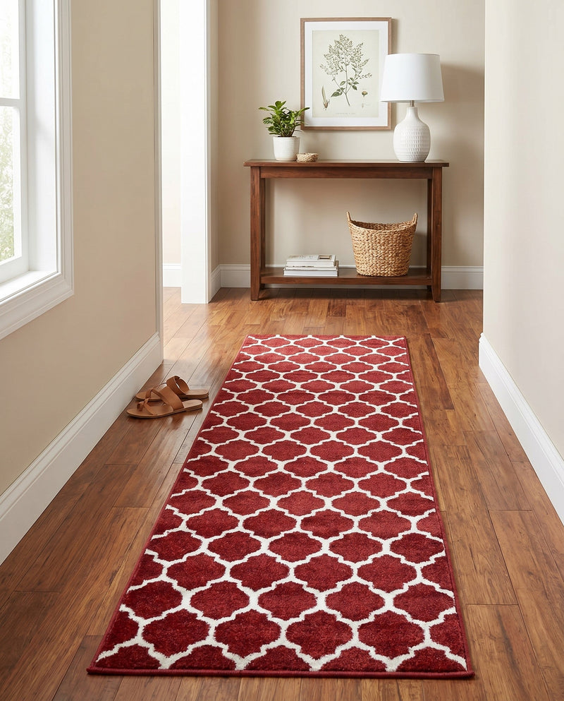 Lattice Gardens Collection Area Rug -  Bloomfield (Dark Terracotta) Runner Dark Terracotta  lifestyle 62