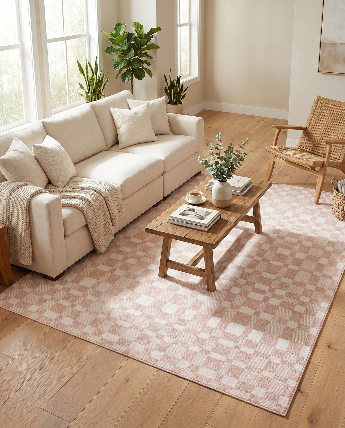 Haven Tapestry Collection Area Rug -  SereneCove Rectangle Barely Blush Pink  lifestyle 28