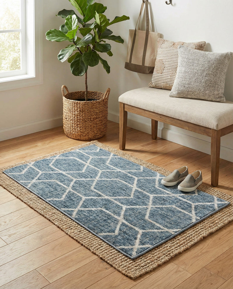 Geo Garden Lattice Collection Area Rug - Savannah Rectangle Harbor Blue  lifestyle 47