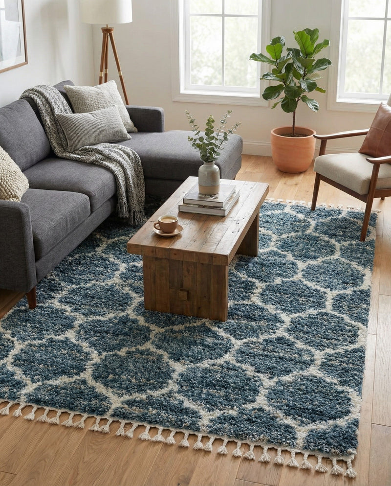 Cozy Cove Shag Collection Area Rug - Marina Rectangle Blue  lifestyle 29