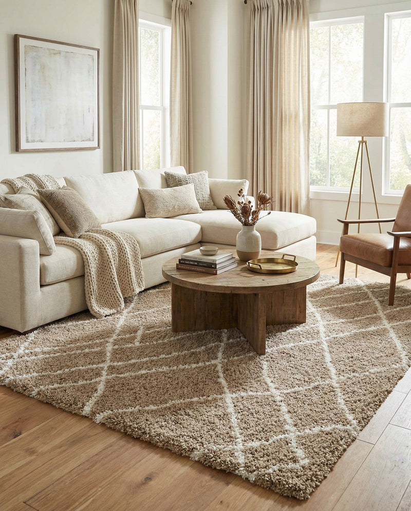 Cozy Haven Shag Collection Area Rug - Serenity (Khaki) Rectangle Khaki  lifestyle 8