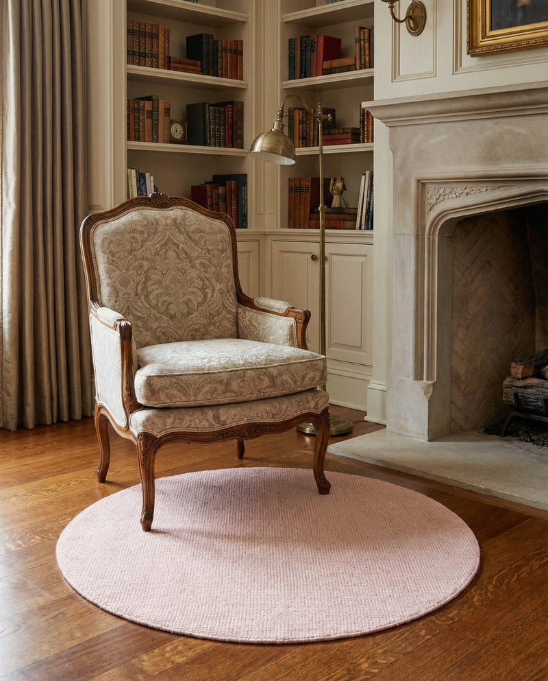 Berkshire Estate Collection Area Rug - Windsor (English Rose) Round English Rose  lifestyle 48
