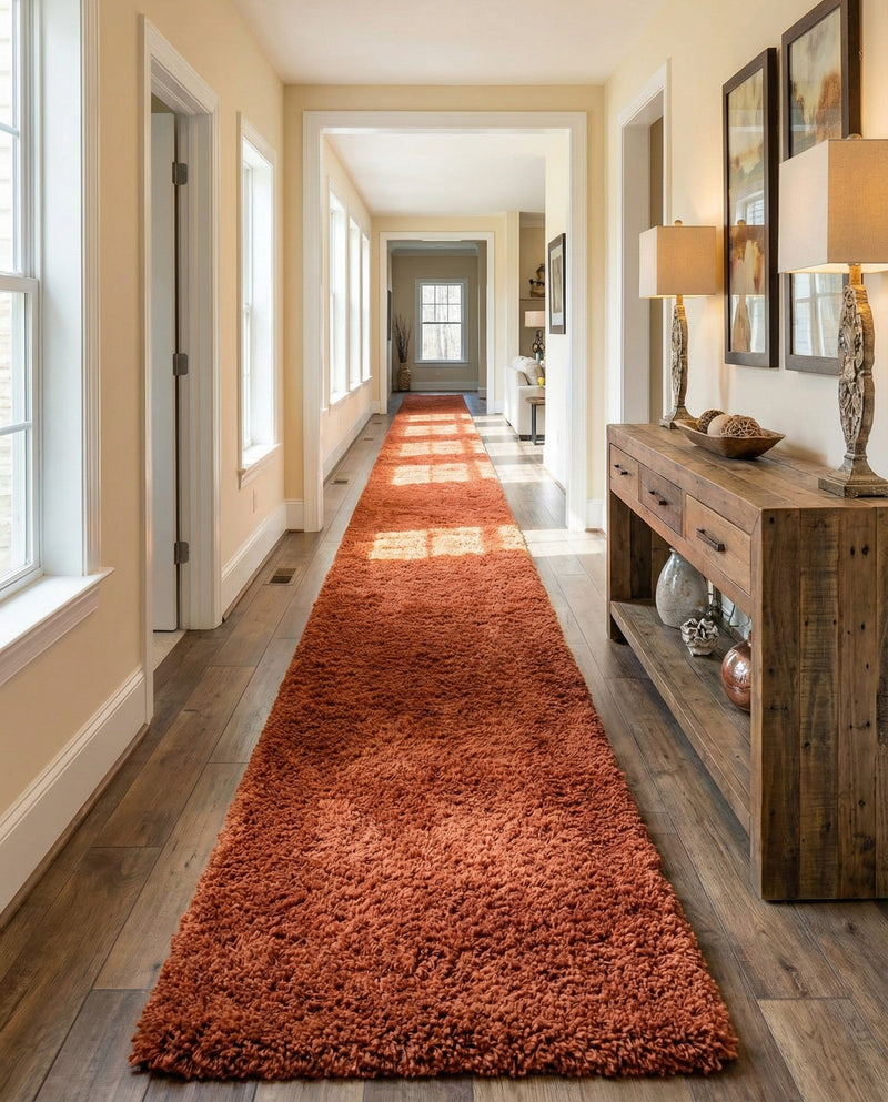 Plush Oasis Collection Area Rug - Serenity (Terracotta) Runner Terracotta  lifestyle 40