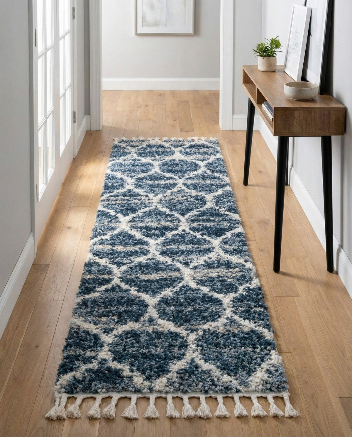 Cozy Cove Shag Collection Area Rug - Marina Runner Blue  lifestyle 143
