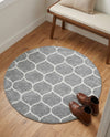 Trellis Mosaic Collection Area Rug -  Pergolatown (Light Gray) Round Light Gray  lifestyle 54