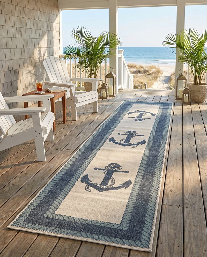 Seaside Haven Rugs Collection Area Rug -  Coralreef Runner Navy Blue  lifestyle 86