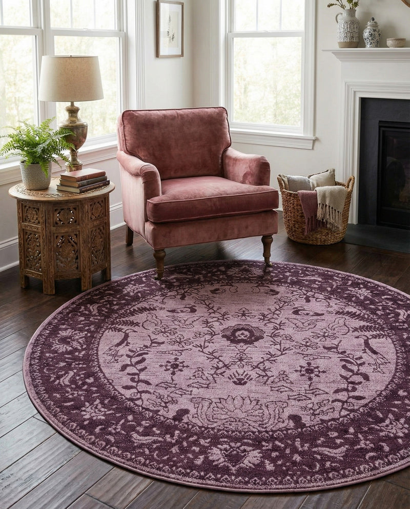 Horizon Collection Area Rug -  Apex (Purple) Round Purple  lifestyle 52