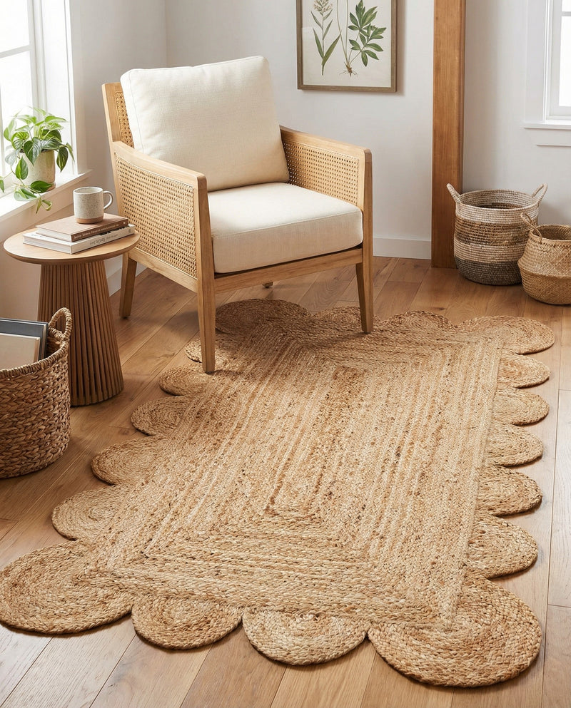 Serenity Braided Jute Collection Area Rug - Seaside Rectangle Natural  lifestyle 17