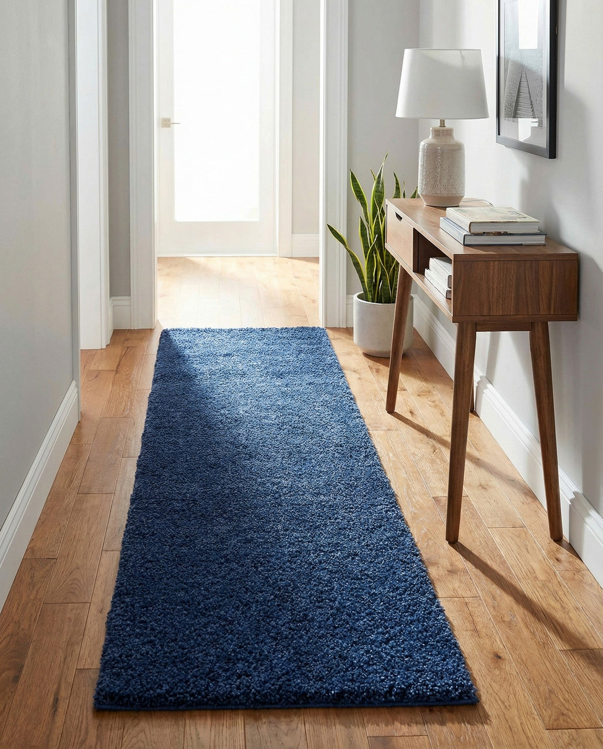 Solid Shag Seaside Collection Area Rug - Azure Cove (Navy Blue) Runner Navy Blue  lifestyle 108