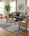 Garden Maze Retreat Collection Area Rug -  Topiarytrail Rectangle Gray  lifestyle 33