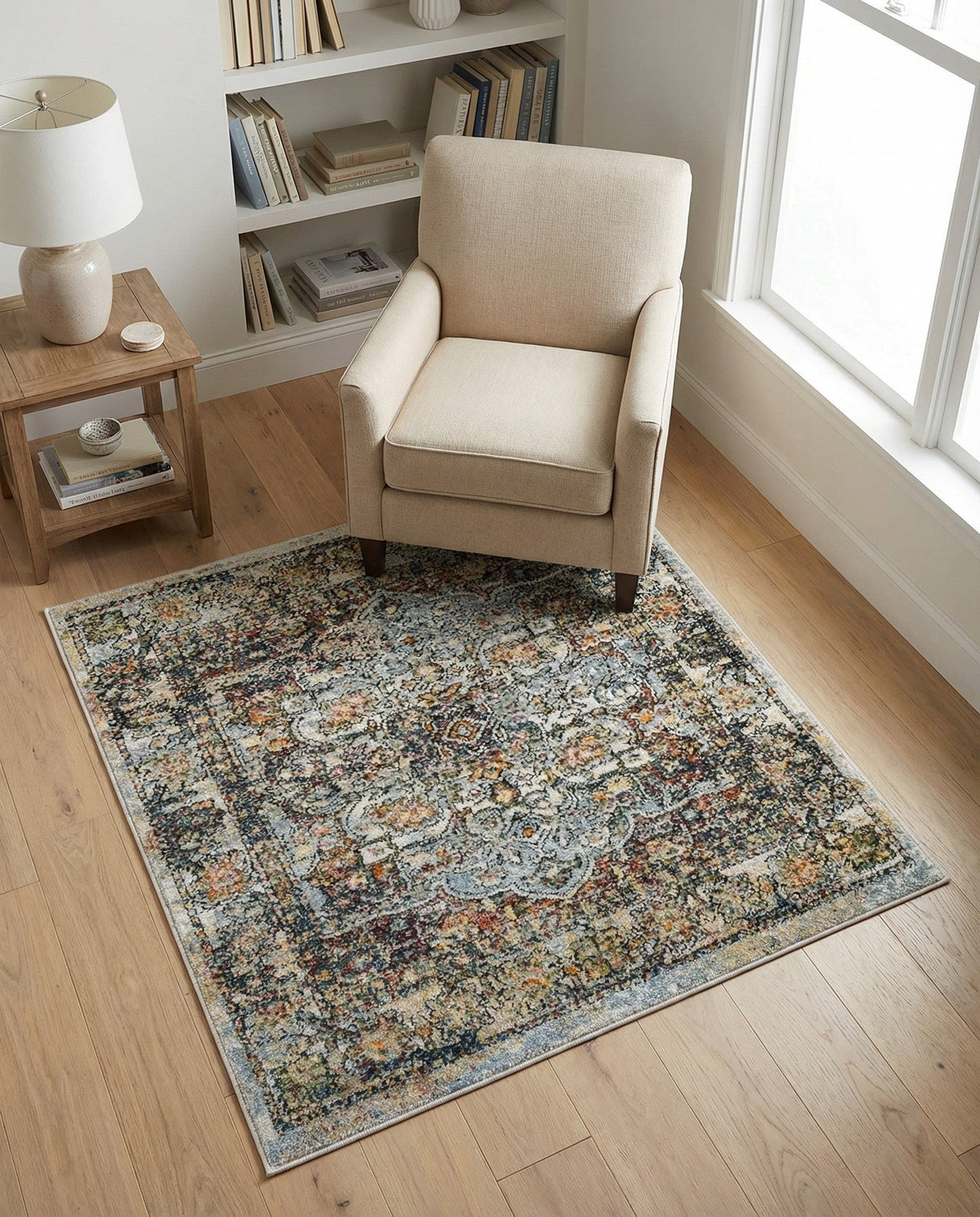 Savannah Soiree Collection Area Rug -  Everglade (Ivory) Square Ivory  lifestyle 108
