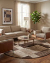 Autumn Meadow Collection Area Rug -  Sycamoreside (Light Brown) Round Light Brown  lifestyle 73