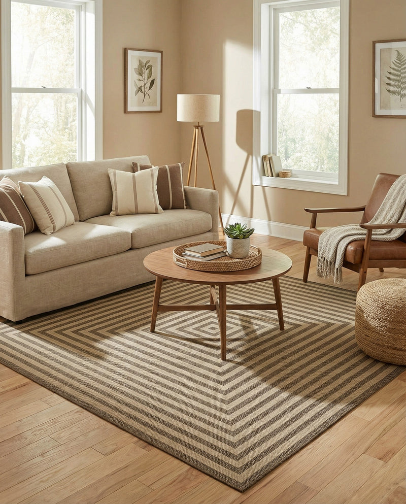 Sahara Sands Collection Area Rug -  Abydos Square Natural and Brown  lifestyle 45