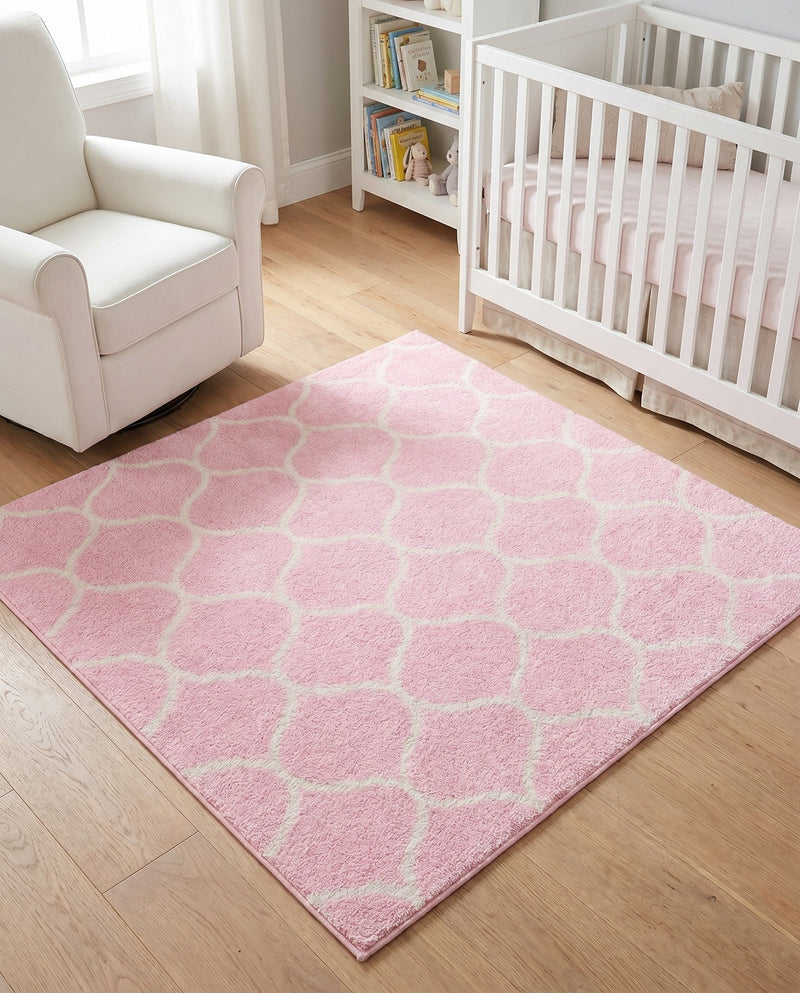 Trellis Mosaic Collection Area Rug -  Pergolatown (Light Pink) Square Light Pink  lifestyle 88