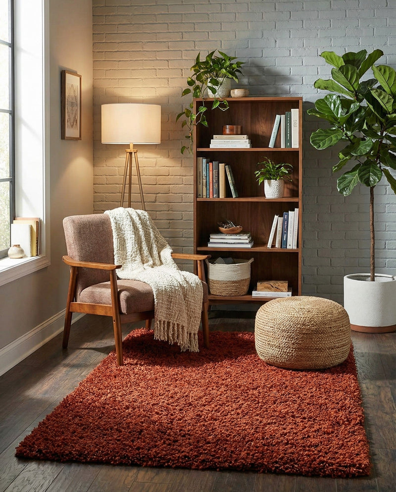 Plush Oasis Collection Area Rug - Serenity (Terracotta) Rectangle Terracotta  lifestyle 6