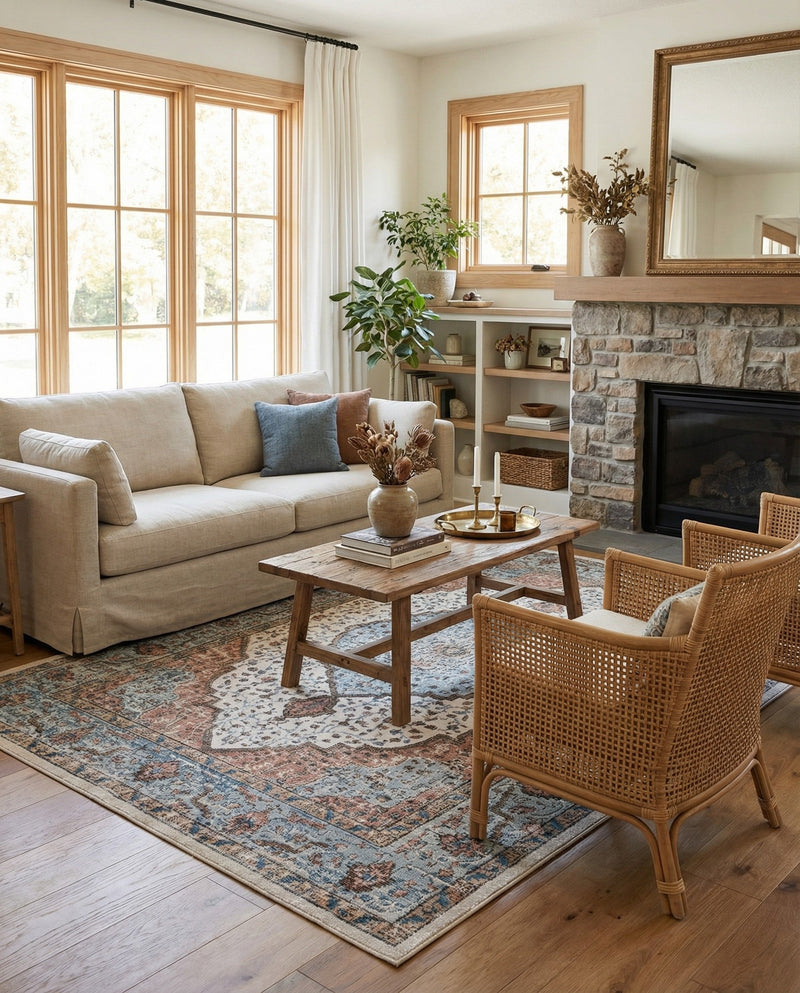 Mykonos Manor Collection Area Rug - Delos Rectangle Ivory  lifestyle 45