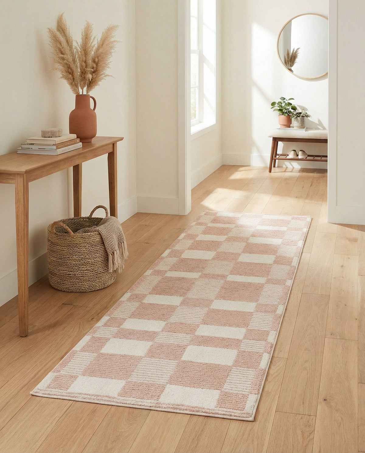 Haven Tapestry Collection Area Rug -  SereneCove Runner Barely Blush Pink  lifestyle 87
