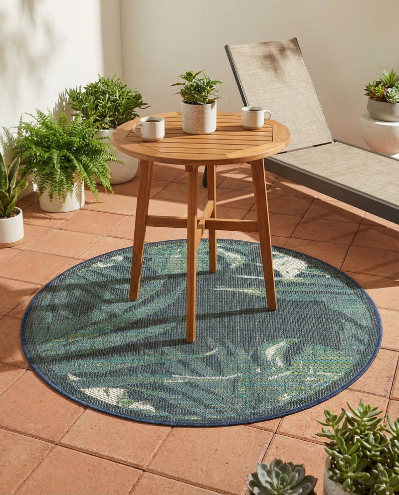 Coastal Terrace Collection Area Rug -  Anchor Round Navy Blue  lifestyle 41