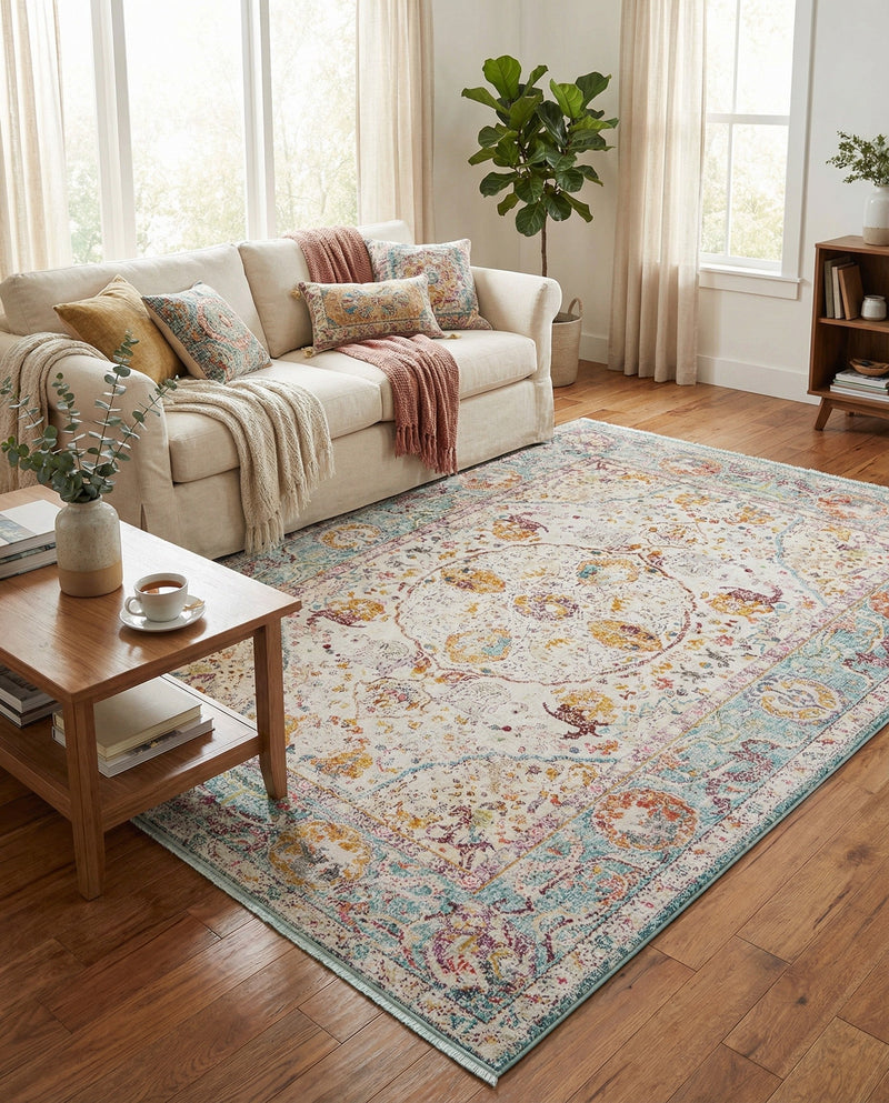 Caribbean Breeze Collection Area Rug -  Xcalak Rectangle Light Blue  lifestyle 47