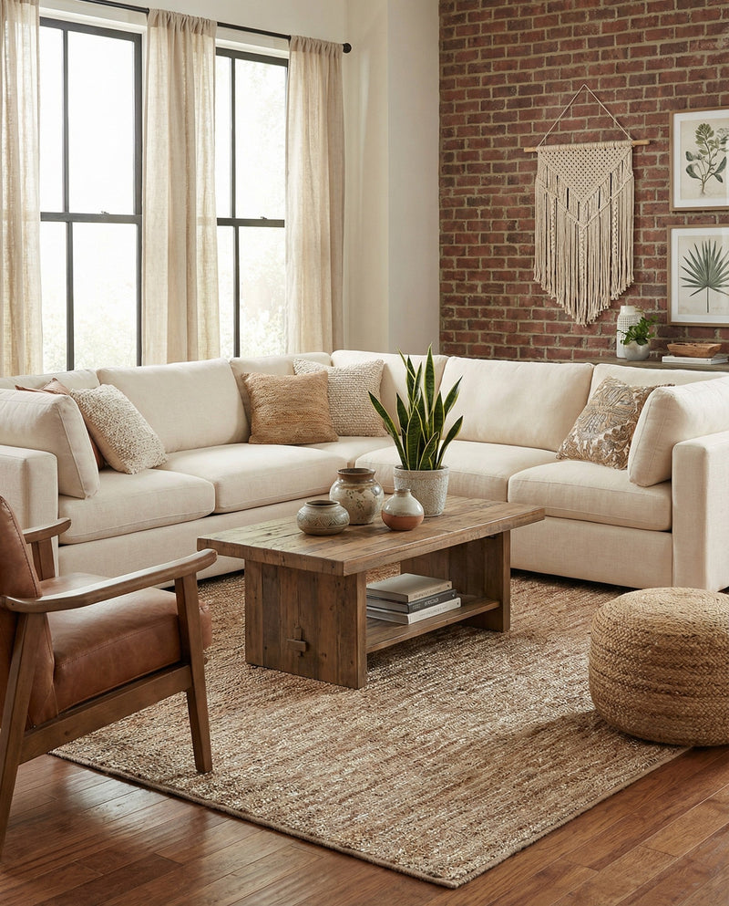 Urban Shimmer Jute Collection Area Rug - Metropolis Square Natural  lifestyle 41