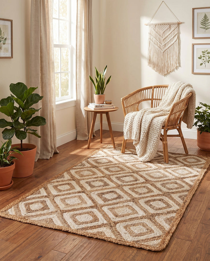Woven Seaside Jute Collection Area Rug - Marina Rectangle Natural  lifestyle 38