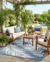 Seaside Blooms Collection Area Rug - Verdure (Blue) Rectangle Blue  lifestyle 5