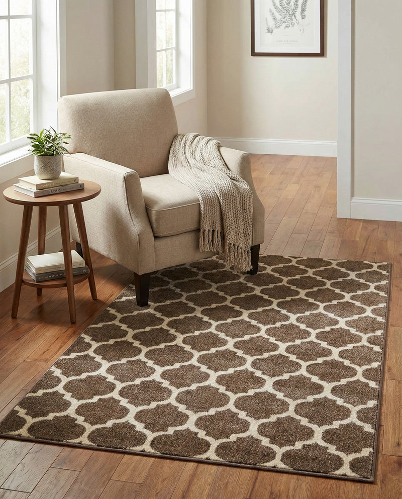 Lattice Gardens Collection Area Rug -  Bloomfield (Brown) Rectangle Brown  lifestyle 27