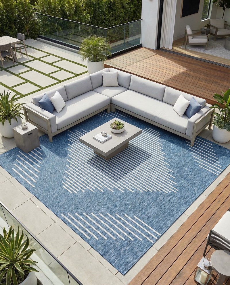 Urban Terrace Collection Area Rug -  Chelsea (Blue) Square Blue  lifestyle 60