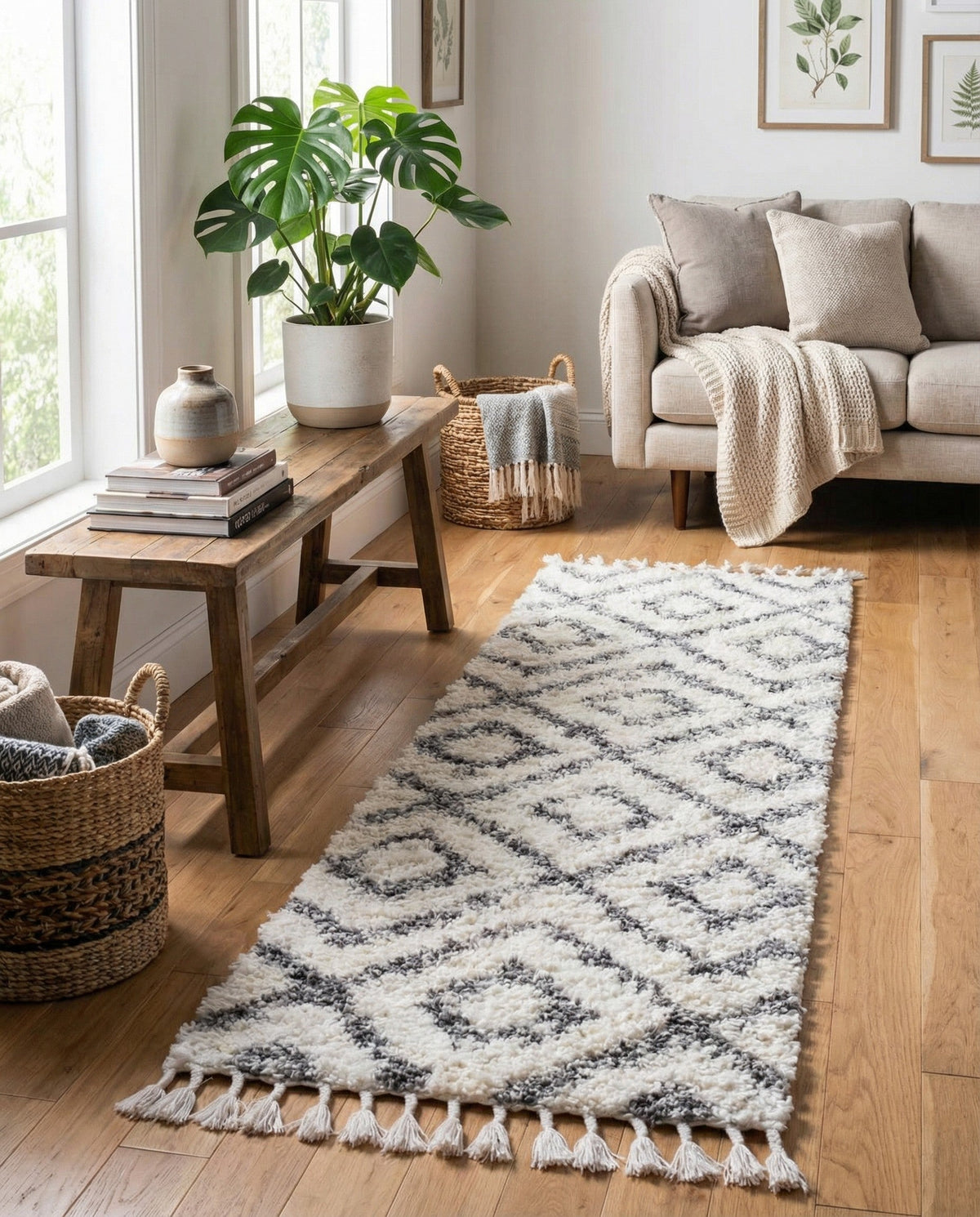 Cozy Cove Shag Collection Area Rug -  Dunes Runner Ivory  lifestyle 122