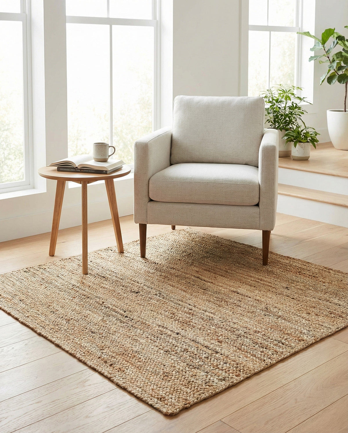 Woven Seaside Jute Collection Area Rug - Savannah (Natural) Square Natural  lifestyle 73