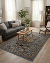Tabriz Tapestries Collection Area Rug - Azerbaijan (Gray) Rectangle Gray  lifestyle 27