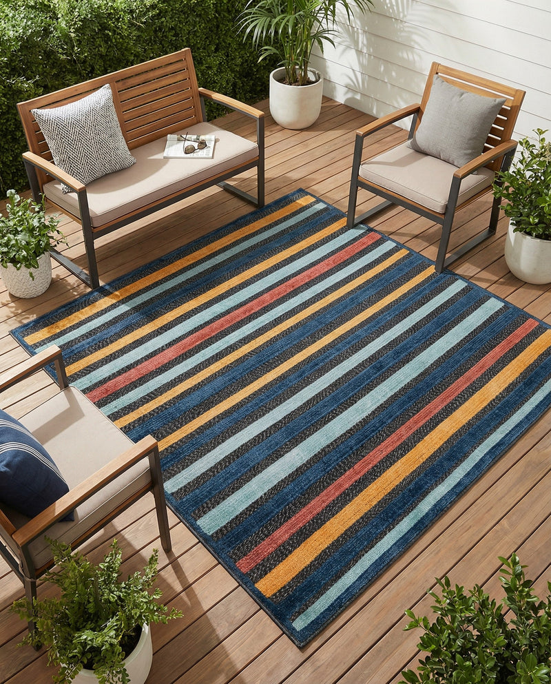Caribbean Terrace Collection Area Rug -  Martinique Square Charcoal  lifestyle 61