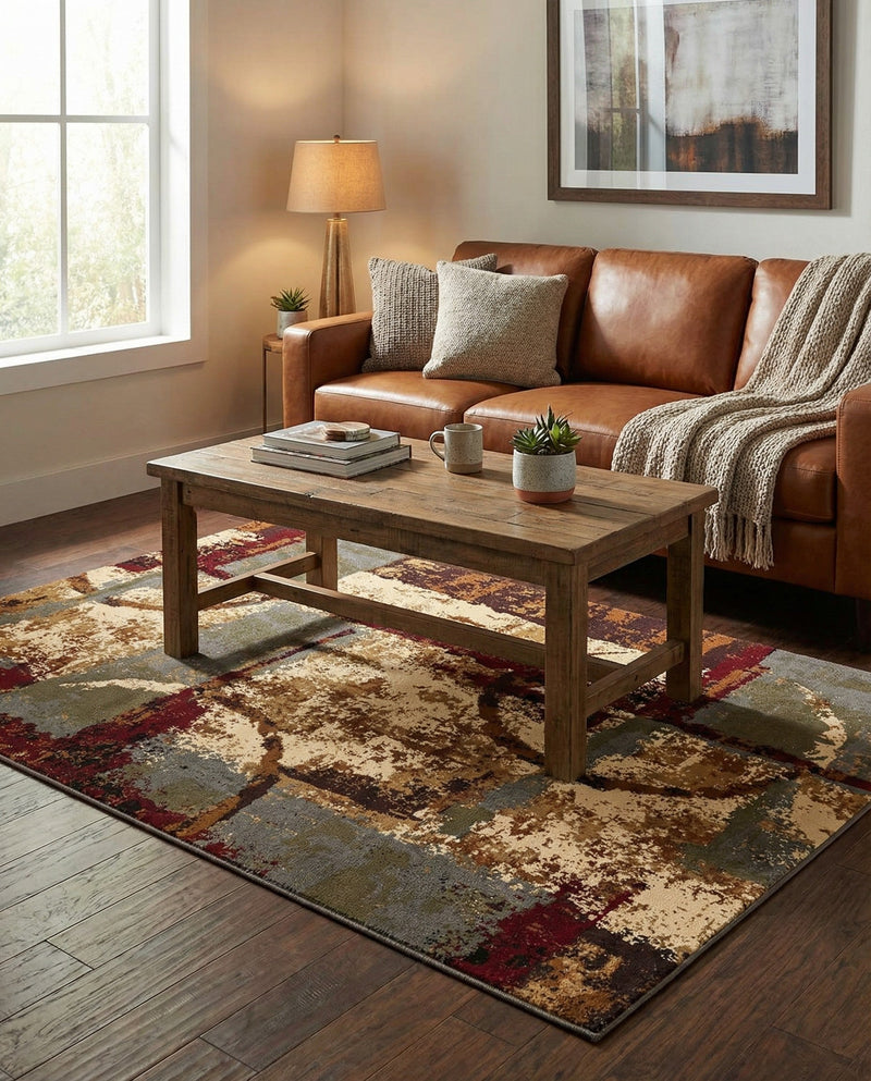 Bistro Lounge Collection Area Rug -  FlatWhite Rectangle Multi  lifestyle 19