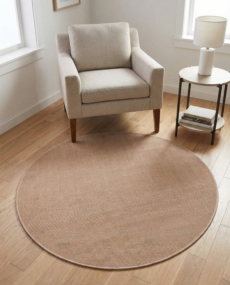 Soho Elegance Collection Area Rug - Chelsea (Light Brown) Round Light Brown  lifestyle 44