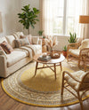 Soho Elegance Collection Area Rug -  Mercer (Yellow) Round Yellow  lifestyle 30