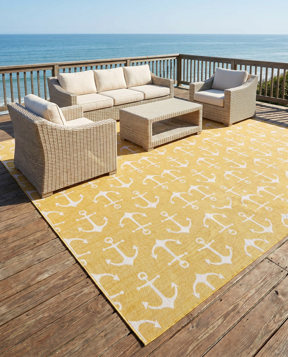 Seaside Haven Rugs Collection Area Rug - Sapphire (Yellow) Square Yellow  lifestyle 96