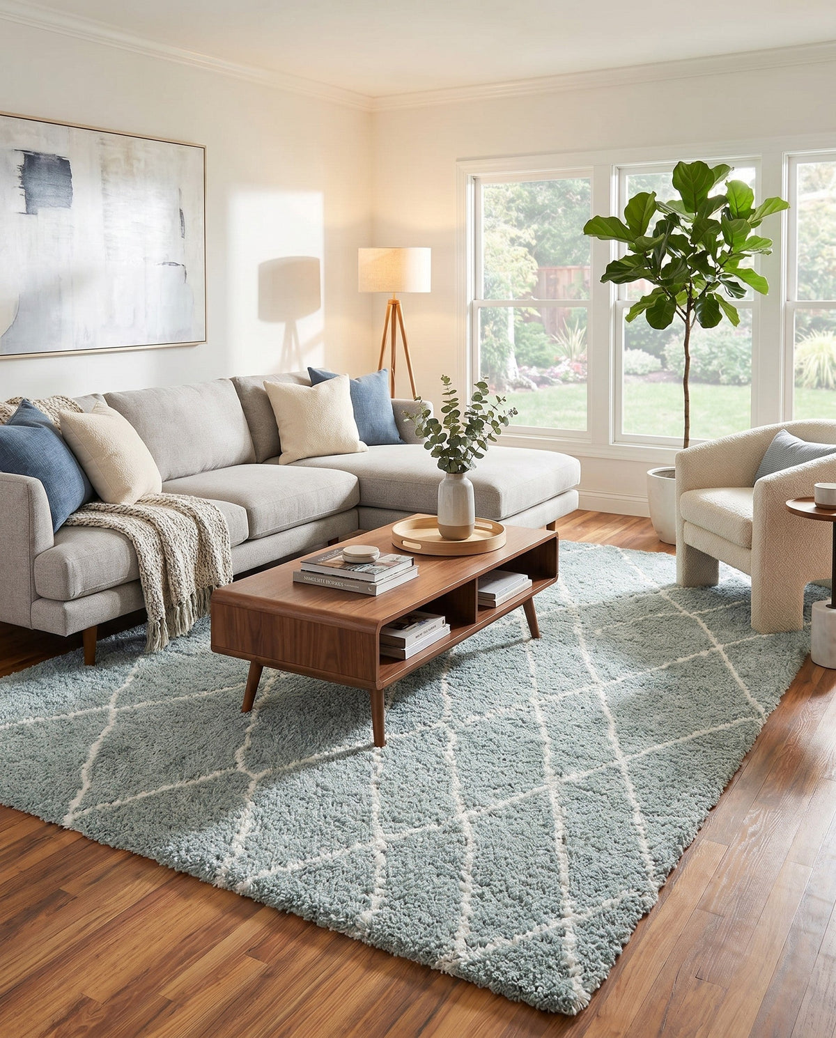 Cozy Haven Shag Collection Area Rug - Serenity (Sage Green) Rectangle Sage Green  lifestyle 20