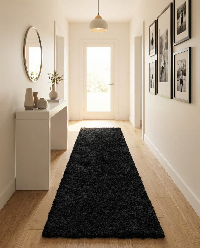 Plush Oasis Collection Area Rug - Serenity (Jet Black) Runner Jet Black  lifestyle 49