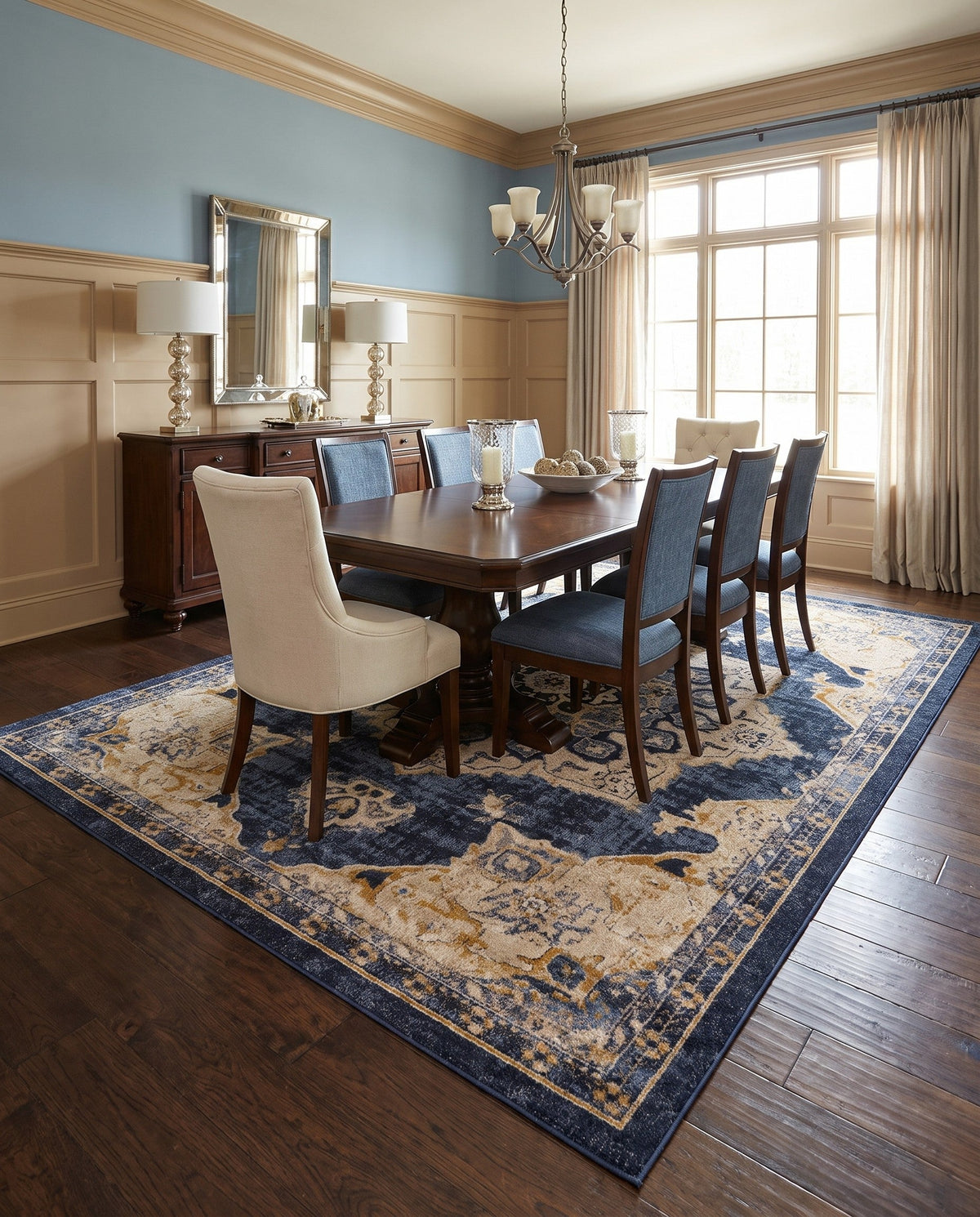 Eden Oasis Collection Area Rug -  Tranquility (Navy Blue) Rectangle Navy Blue  lifestyle 28