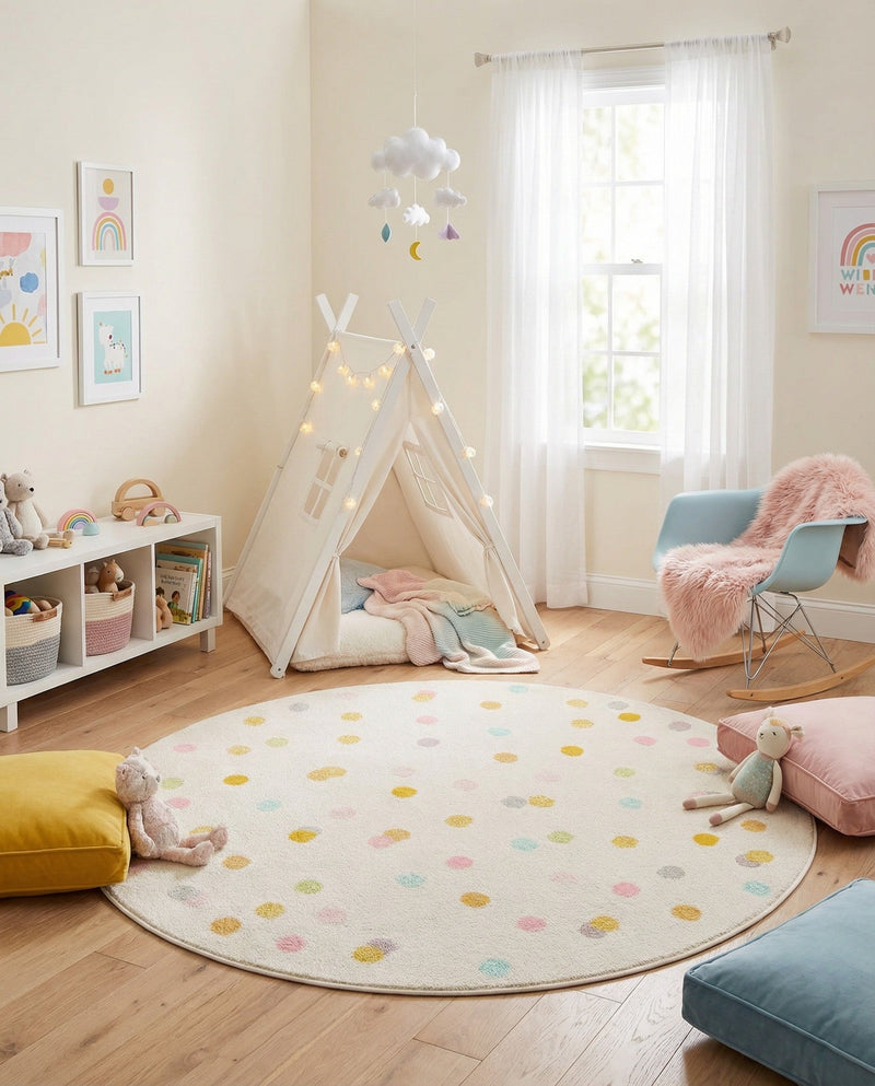 Wonder Tykes Collection Area Rug -  Fable Round Ivory  lifestyle 41