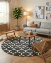 Lattice Gardens Collection Area Rug -  Bloomfield (Black) Round Black  lifestyle 66