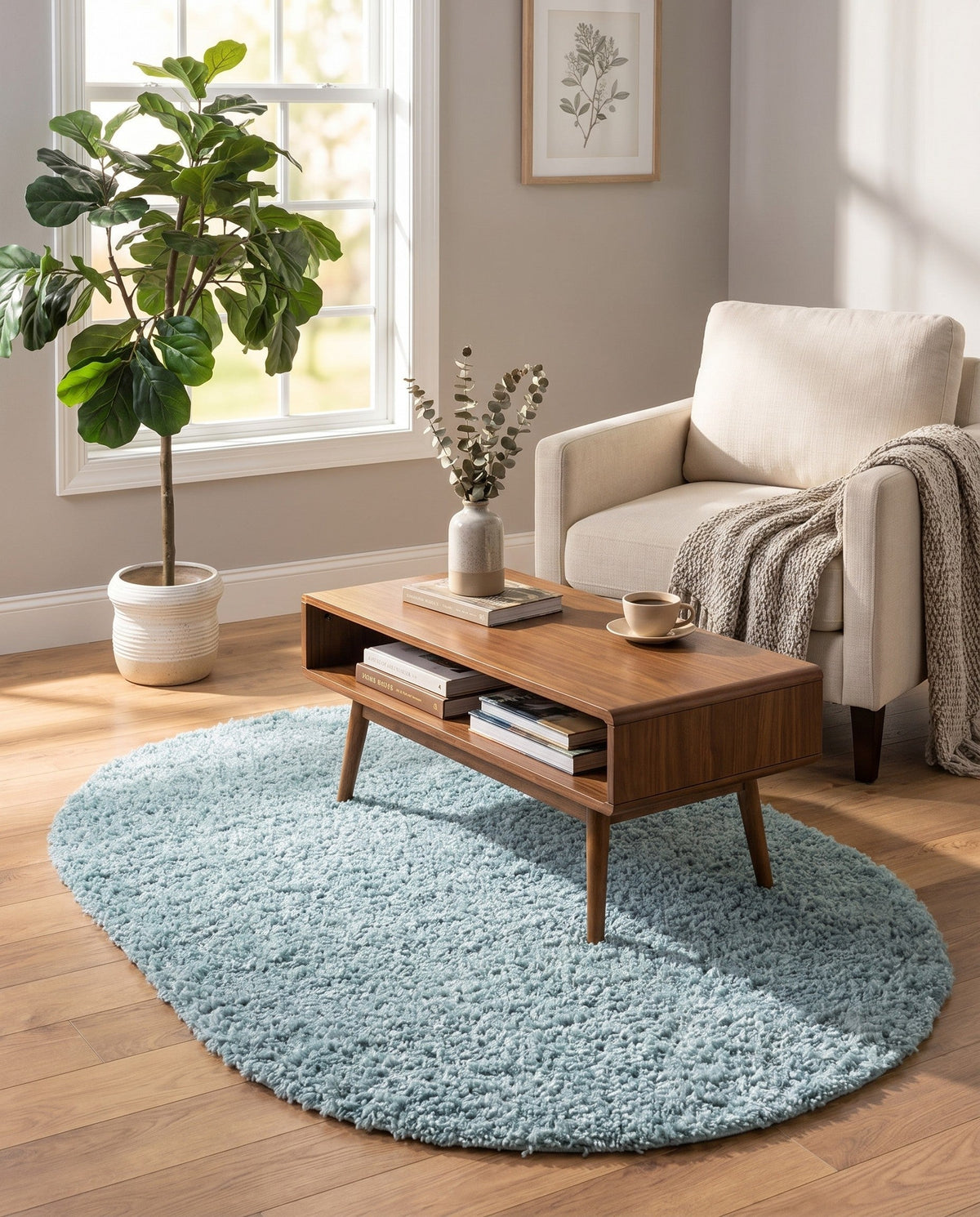 Alpine Plush Collection Area Rug -  Cortina (Aqua) Oval Aqua  lifestyle 56