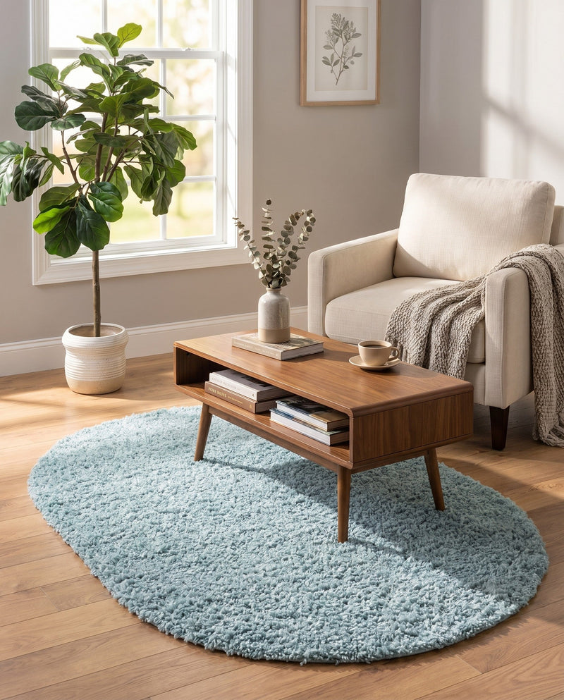 Alpine Plush Collection Area Rug -  Cortina (Aqua) Oval Aqua  lifestyle 56