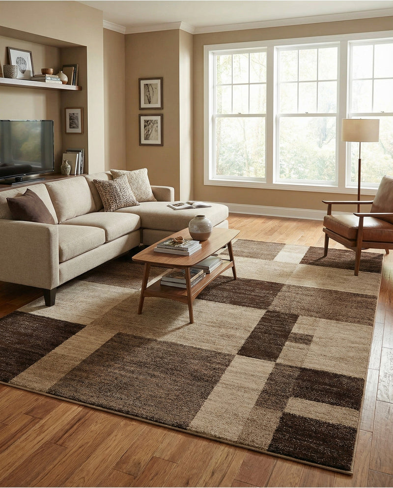 Autumn Meadow Collection Area Rug -  Sycamoreside (Light Brown) Rectangle Light Brown  lifestyle 18