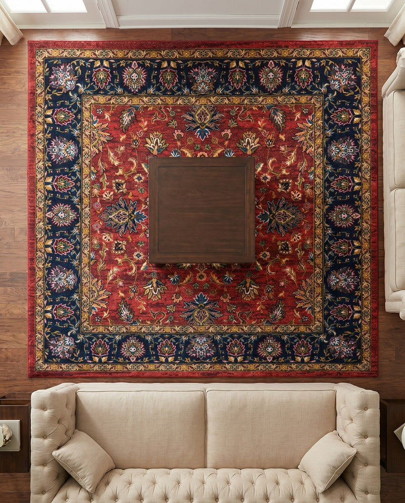 Casablanca Tapestry Collection Area Rug -  Marrakech (Classic Red) Square Classic Red  lifestyle 50