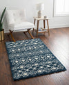 Berber Lattice Shag Collection Area Rug - Atlas (Navy Blue) Rectangle Navy Blue  lifestyle 8