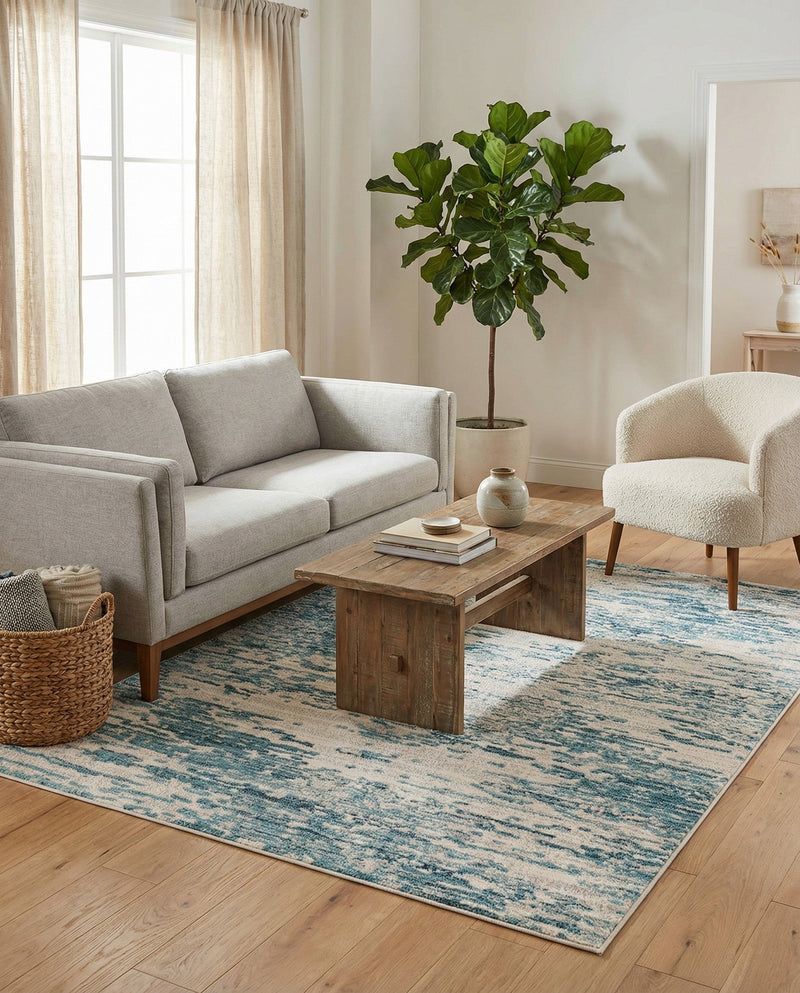 Serenity Sands Collection Area Rug - Dunescape Rectangle Blue  lifestyle 12