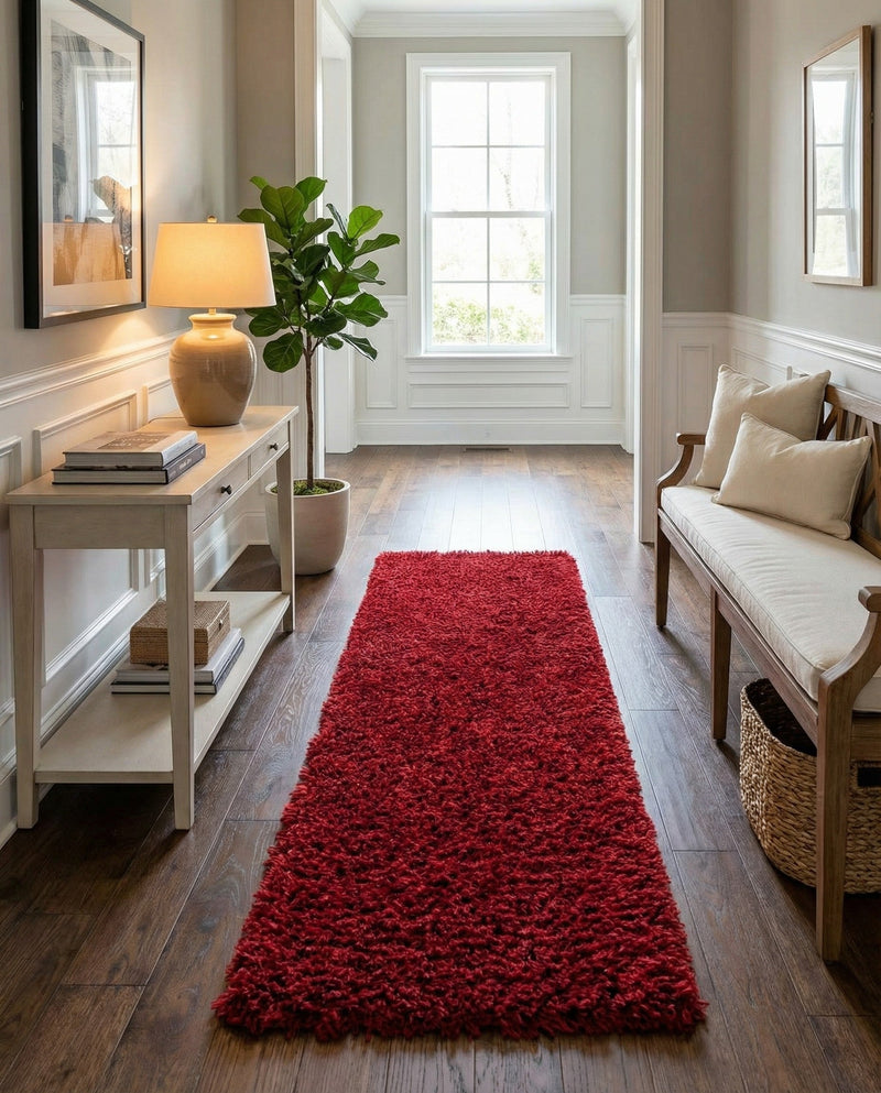 Eternal Plush Oasis Collection Area Rug -  Tranquility (Merlot) Runner Merlot  lifestyle 45