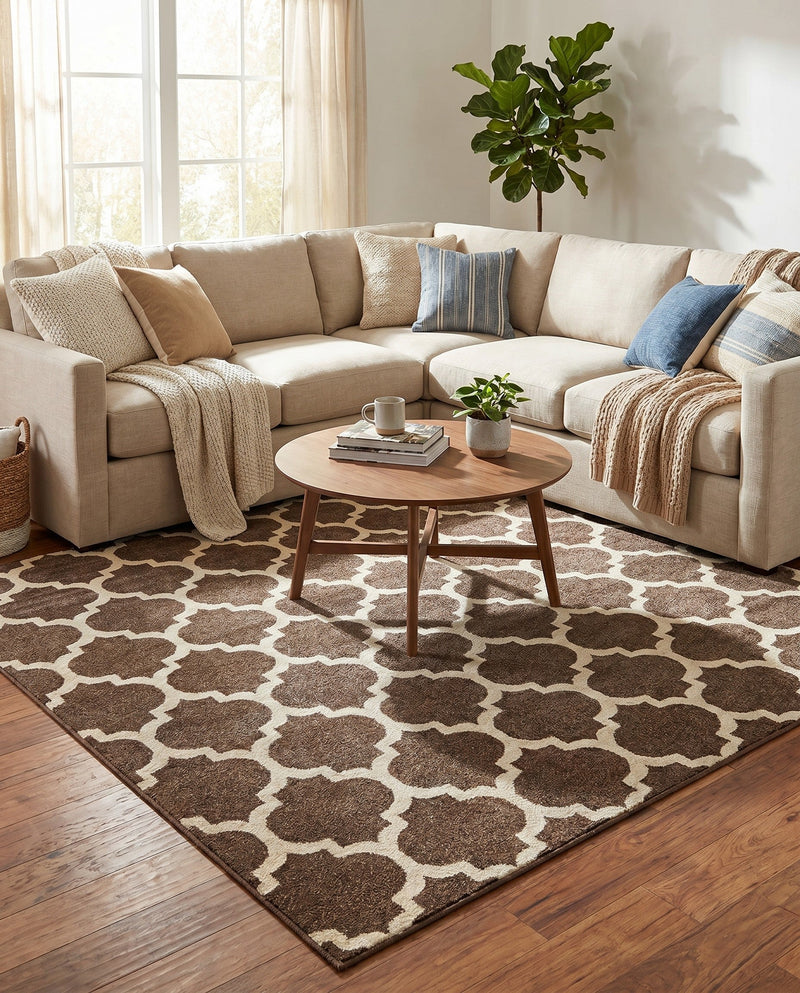 Lattice Gardens Collection Area Rug -  Bloomfield (Brown) Square Brown  lifestyle 77